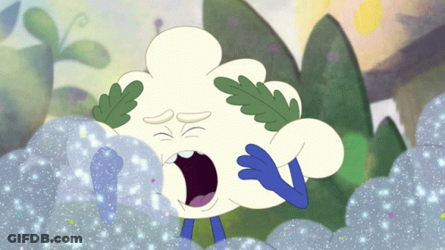 A Cartoon Drawing Of A Cloud With Leaves On It GIF