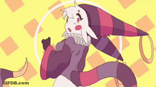 A Cartoon Drawing Of A Clown With A Striped Hat GIF