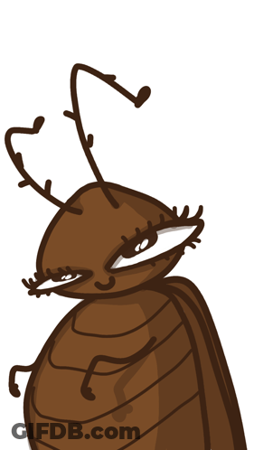A Cartoon Drawing Of A Cockroach With Hearts On Its Antennae GIF
