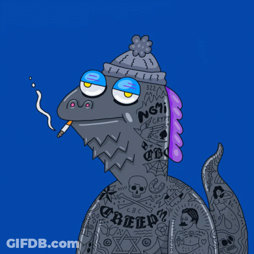 A Cartoon Drawing Of A Colorful Monster With A Purple Background GIF