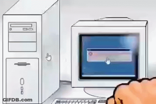 A Cartoon Drawing Of A Computer With A Cpu And Monitor GIF