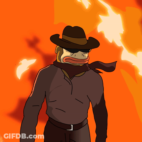 A Cartoon Drawing Of A Cowboy With A Scarf Around His Neck GIF