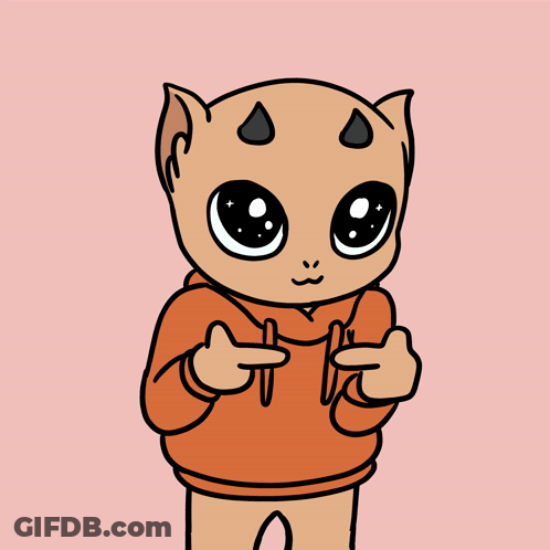 A Cartoon Drawing Of A Devil Wearing An Orange Hoodie Giving The Middle Finger GIF