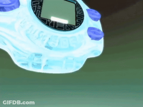 A Cartoon Drawing Of A Digital Watch With The Word Digimon On The Face GIF