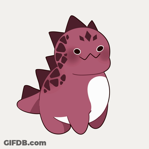 A Cartoon Drawing Of A Dinosaur With The Word Rawr Above It GIF