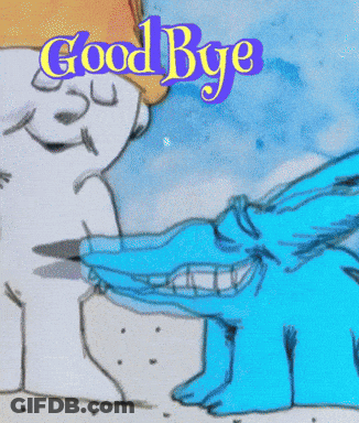 A Cartoon Drawing Of A Dog And A Rabbit With The Words Good Bye Above Them GIF