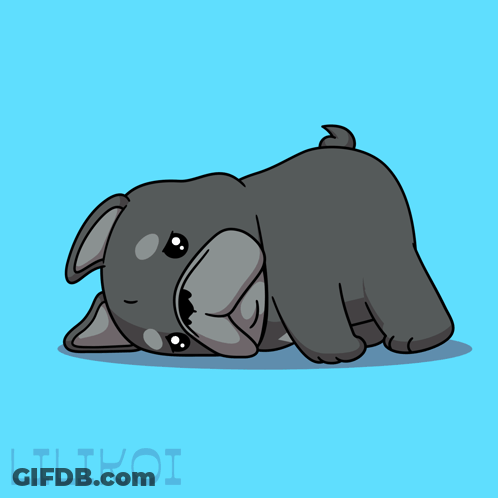 A Cartoon Drawing Of A Dog Laying On Its Back With The Name Lilikoi Below It GIF