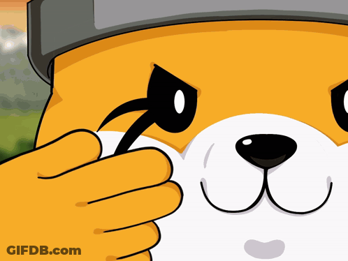 A Cartoon Drawing Of A Dog Wearing A Helmet With A Black Eye GIF