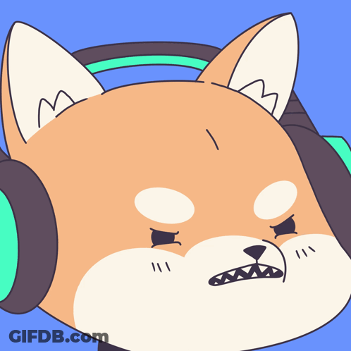 A Cartoon Drawing Of A Dog Wearing Headphones With A M On Its Ears GIF