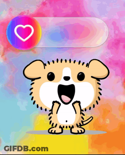 A Cartoon Drawing Of A Dog With A Colorful Background GIF