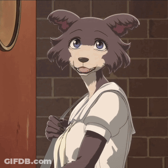 A Cartoon Drawing Of A Dog With A White Shirt On GIF