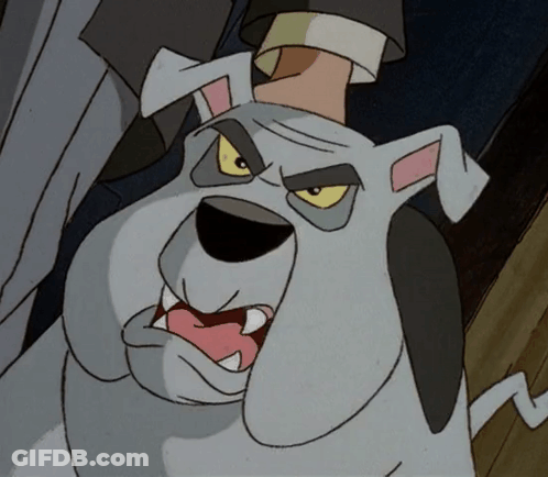 A Cartoon Drawing Of A Dog With A Yellow Eye GIF