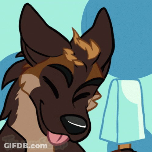 A Cartoon Drawing Of A Dog With Its Tongue Hanging Out And A Blue Background GIF