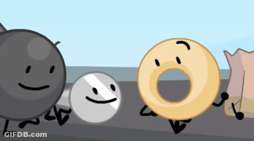 A Cartoon Drawing Of A Donut With A Face On It GIF