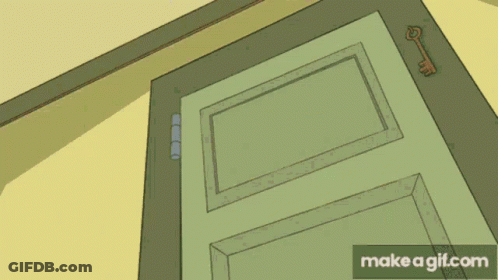 A Cartoon Drawing Of A Door With A Key In It GIF
