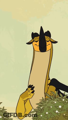 A Cartoon Drawing Of A Dragon With Horns Eating Flowers GIF