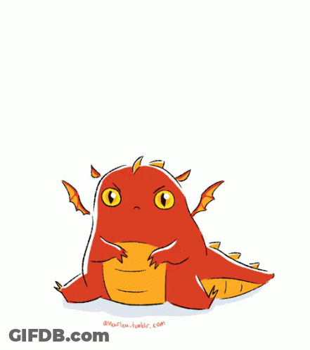 A Cartoon Drawing Of A Dragon With The Word Rawr Written Above It GIF