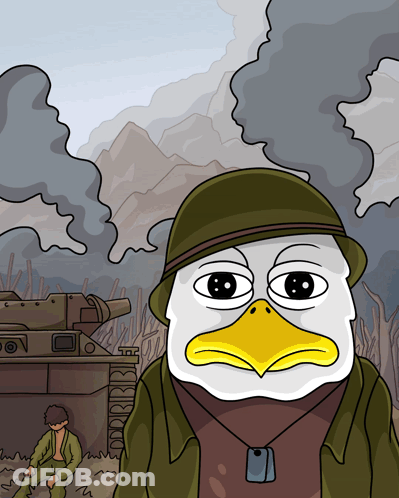 A Cartoon Drawing Of A Duck Wearing A Helmet GIF