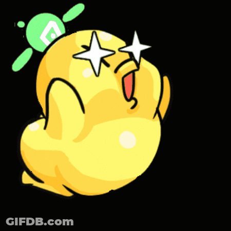 A Cartoon Drawing Of A Duck With A Star In Its Eyes GIF