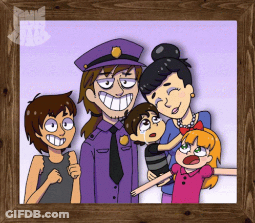 A Cartoon Drawing Of A Family With A Man In A Police Uniform GIF