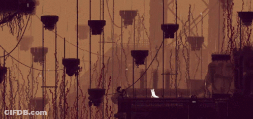 A Cartoon Drawing Of A Ferris Wheel With A White Cat In The Middle GIF