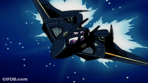 A Cartoon Drawing Of A Fighter Jet Flying Through The Air GIF