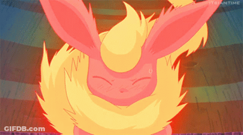 A Cartoon Drawing Of A Fire Bunny With The Words " Itsiantime " On The Bottom Right GIF