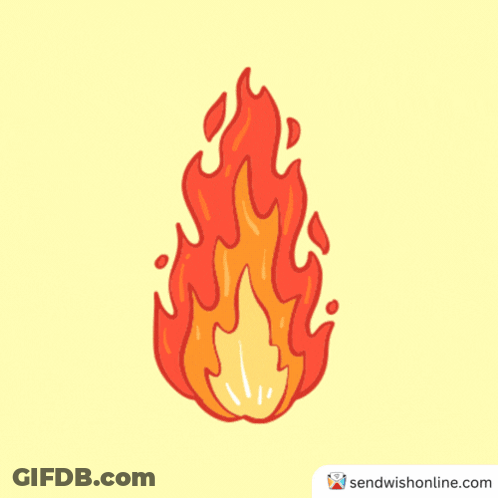 A Cartoon Drawing Of A Fire With A Blue Background GIF