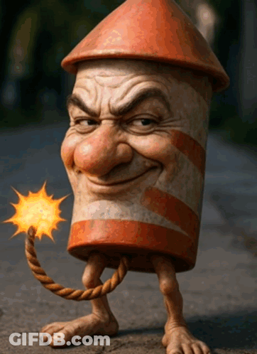 Firework Rocket With Rope Coming Out GIF