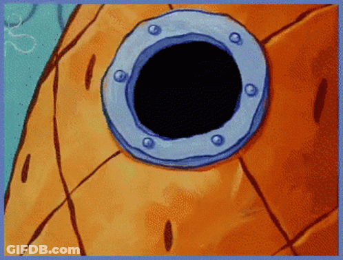A Cartoon Drawing Of A Fish With A Hole In Its Eye GIF