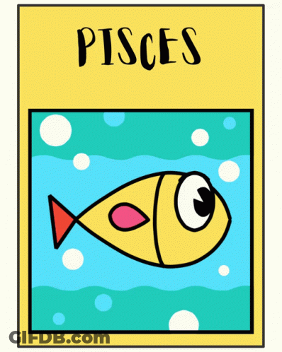 A Cartoon Drawing Of A Fish With The Word Pisces On The Bottom GIF