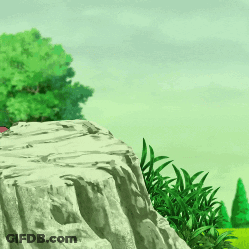 A Cartoon Drawing Of A Flower Growing On A Rock GIF