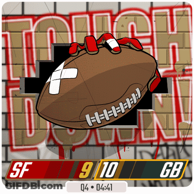 A Cartoon Drawing Of A Football In Front Of A Wall That Says Tough GIF