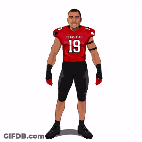 A Cartoon Drawing Of A Football Player From Texas Tech GIF