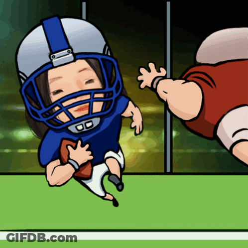 A Cartoon Drawing Of A Football Player Wearing A Helmet With The Letter D On It GIF