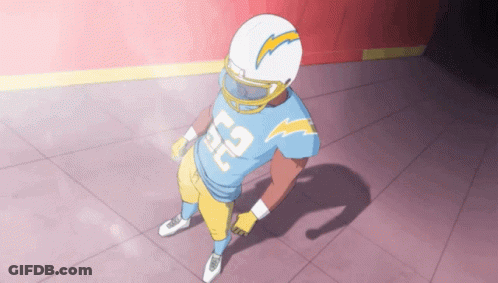 A Cartoon Drawing Of A Football Player Wearing Number 52 GIF