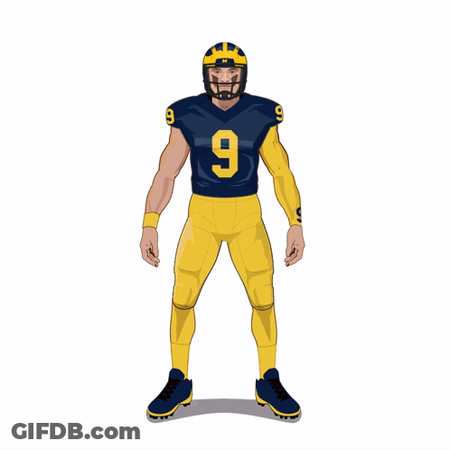 A Cartoon Drawing Of A Football Player Wearing Number 9 GIF