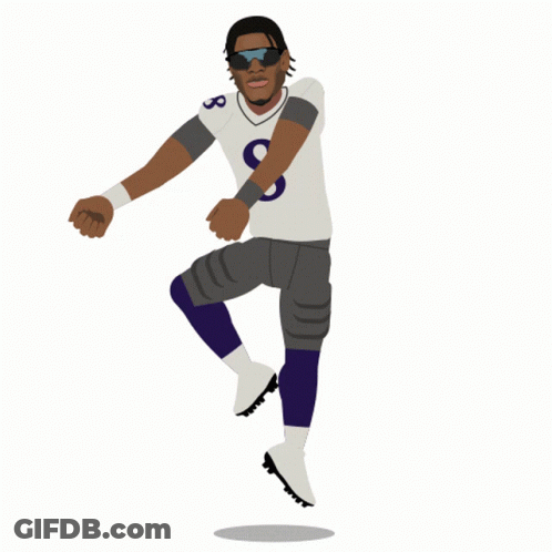 A Cartoon Drawing Of A Football Player Wearing Sunglasses And A Number 8 Jersey GIF