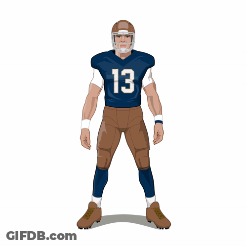 A Cartoon Drawing Of A Football Player Wearing The Number 13 GIF