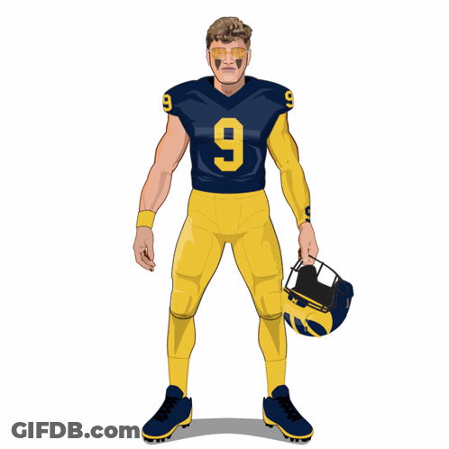 A Cartoon Drawing Of A Football Player Wearing The Number 9 GIF