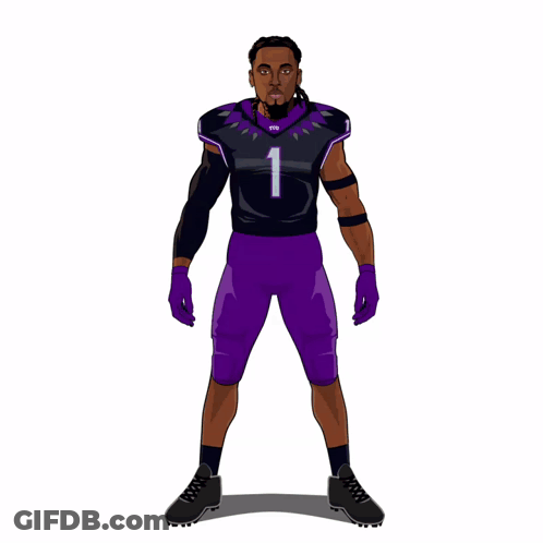 A Cartoon Drawing Of A Football Player With The Number 1 On His Shirt GIF