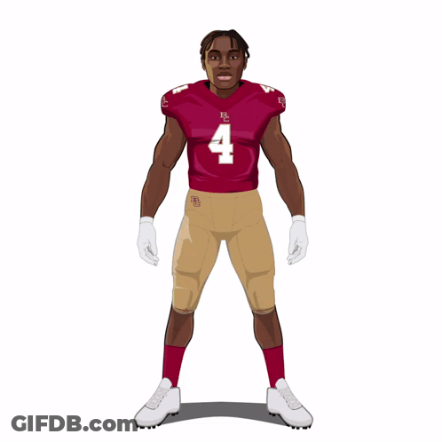 A Cartoon Drawing Of A Football Player With The Number 4 GIF