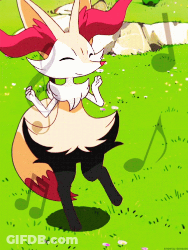 Fox Dancing In A Field Cartoon Drawing GIF