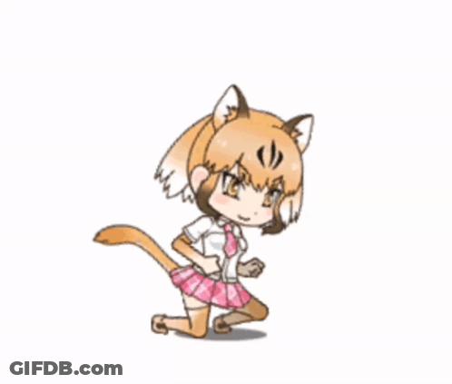 A Cartoon Drawing Of A Fox Girl In A School Uniform GIF