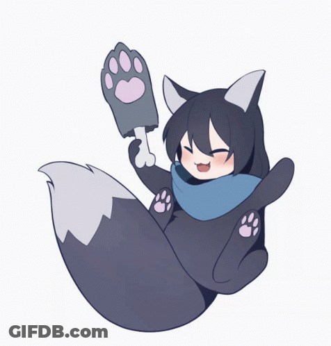 A Cartoon Drawing Of A Fox With A Paw On Its Head GIF