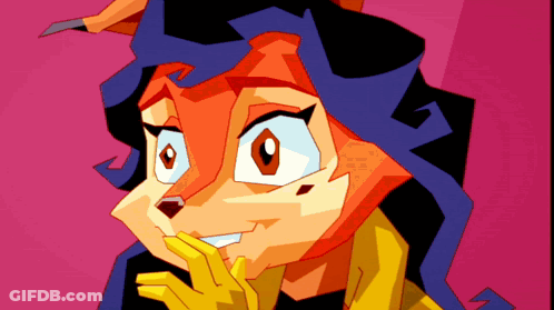 A Cartoon Drawing Of A Fox With Blue Hair GIF
