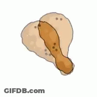 A Cartoon Drawing Of A Fried Chicken Leg On A White Surface . GIF
