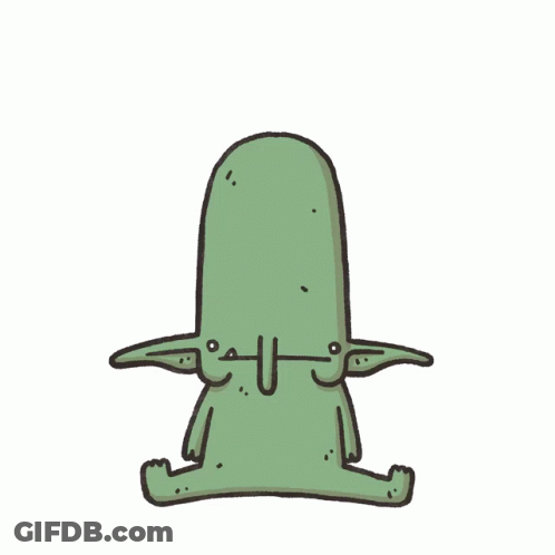 A Cartoon Drawing Of A Frog With A Long Head GIF