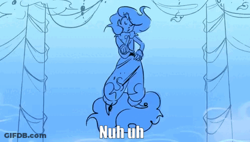 A Cartoon Drawing Of A Genie With The Words Nuh Uh Above Her GIF