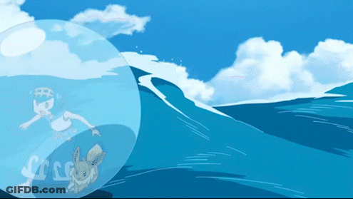 Girl And Dog In Bubble In Ocean GIF